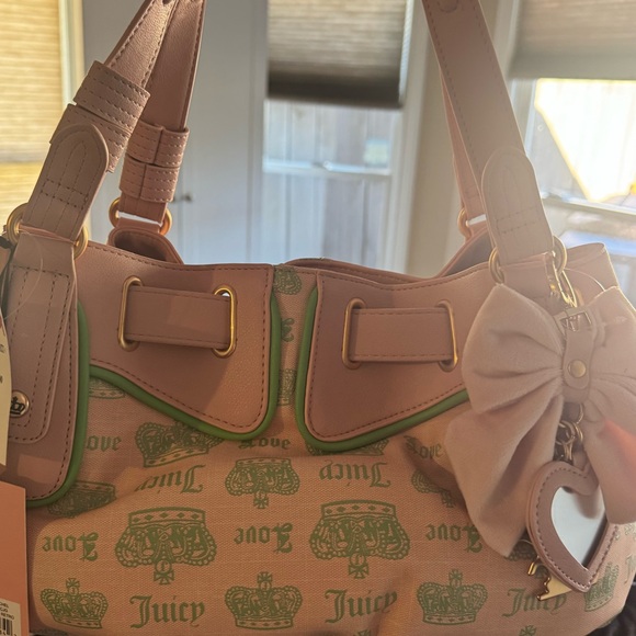 Juicy Couture Handbags - Juicy Couture Pink and Green Shoulder Bag